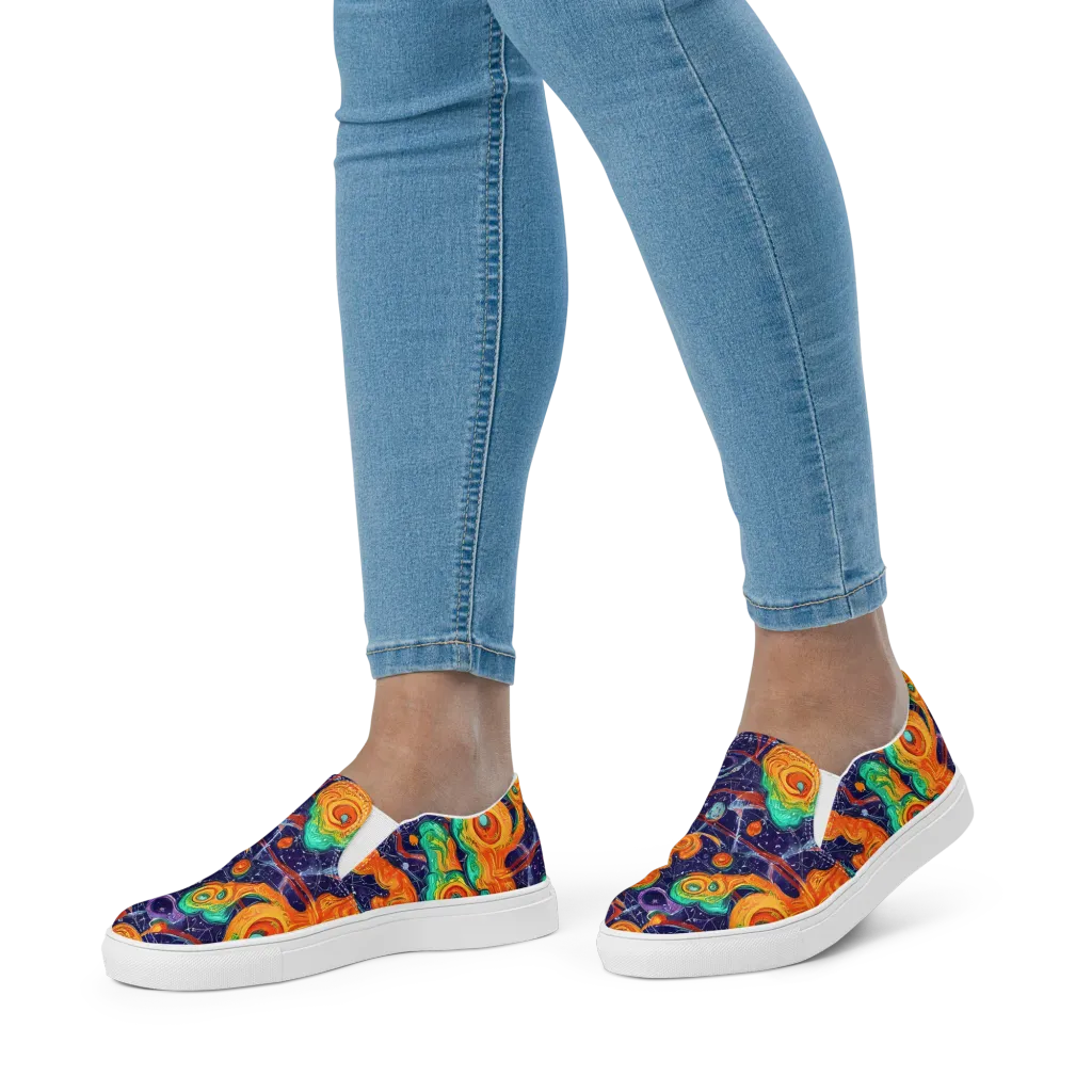 Flame And Frequency on Women's Slip-On Canvas Shoes — Front