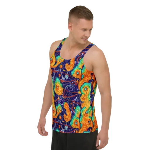 Flame And Frequency on a Men's Tank Top