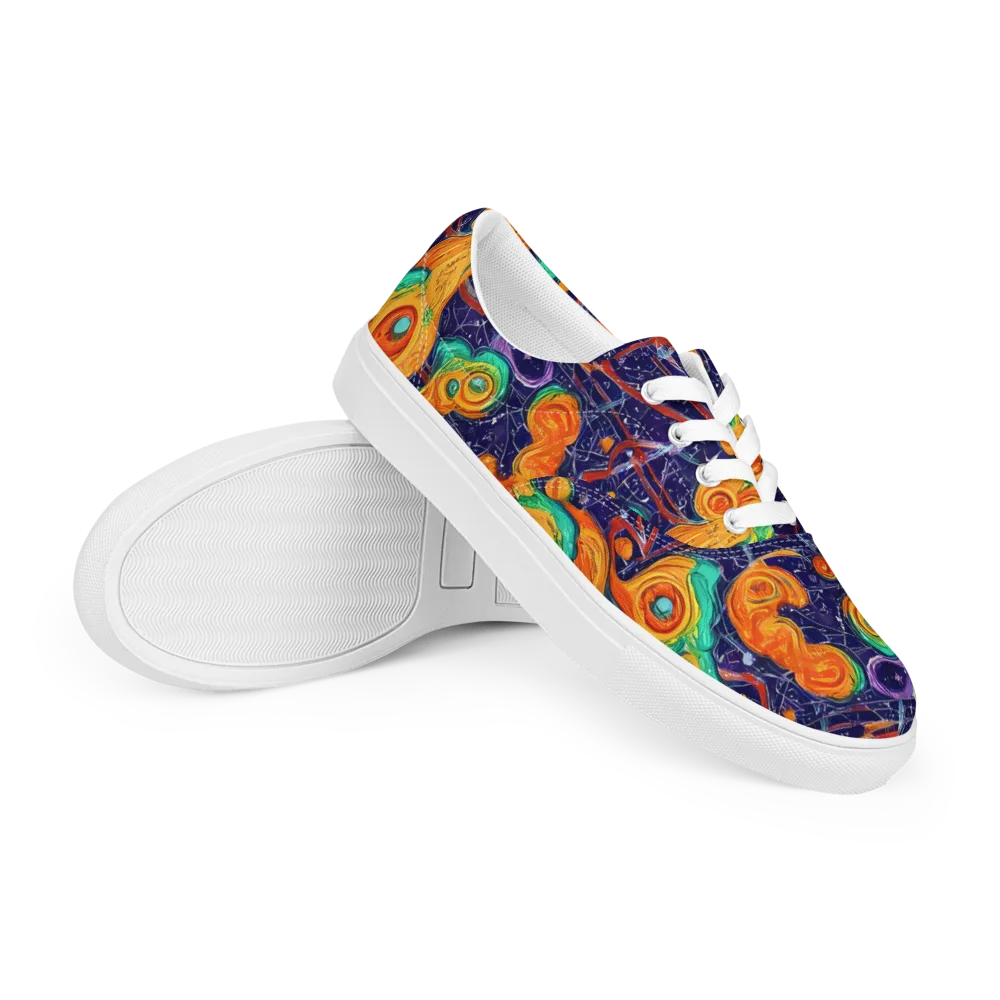 Flame And Frequency on Men's Lace-Up Canvas Shoes — Right Front