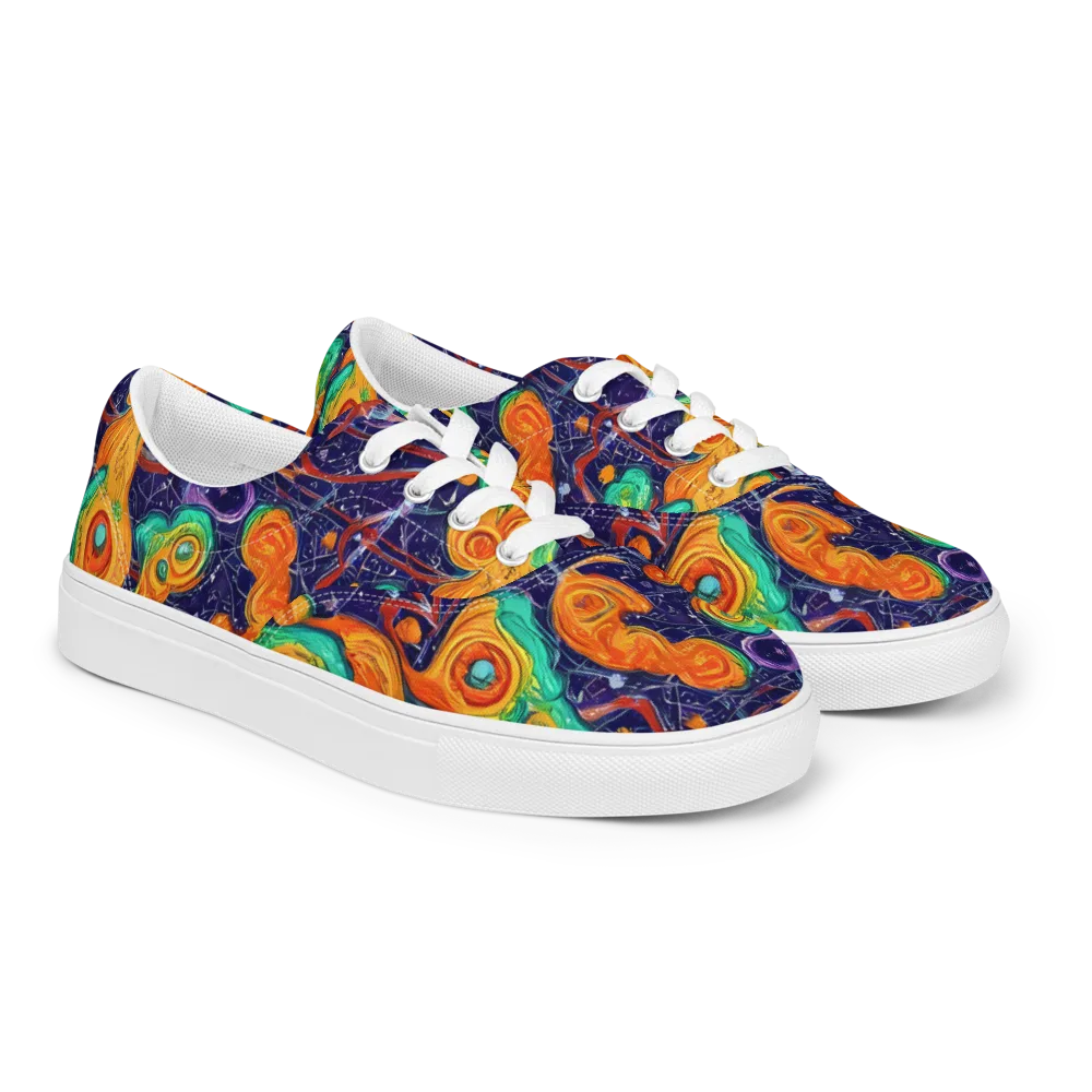 Flame And Frequency on Men's Lace-Up Canvas Shoes — Right Front
