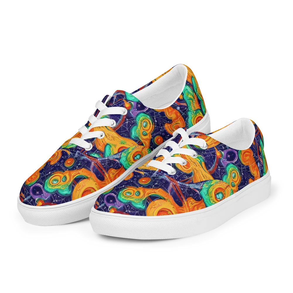Flame And Frequency on Men's Lace-Up Canvas Shoes — Left Front