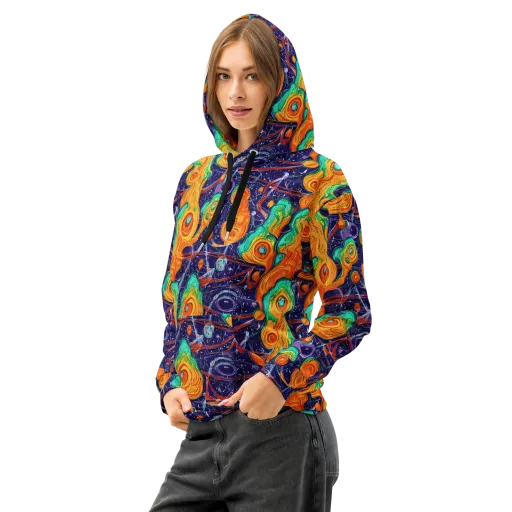 Flame And Frequency on a Cotton Hoodie