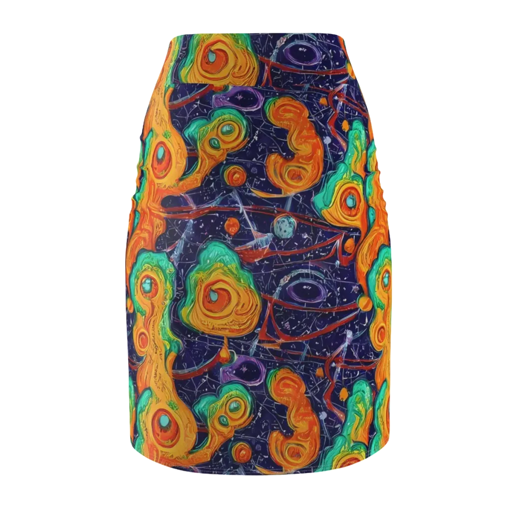 Flame And Frequency on Pencil Skirt — Back