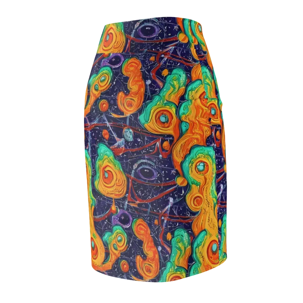 Flame And Frequency on Pencil Skirt — Back Side