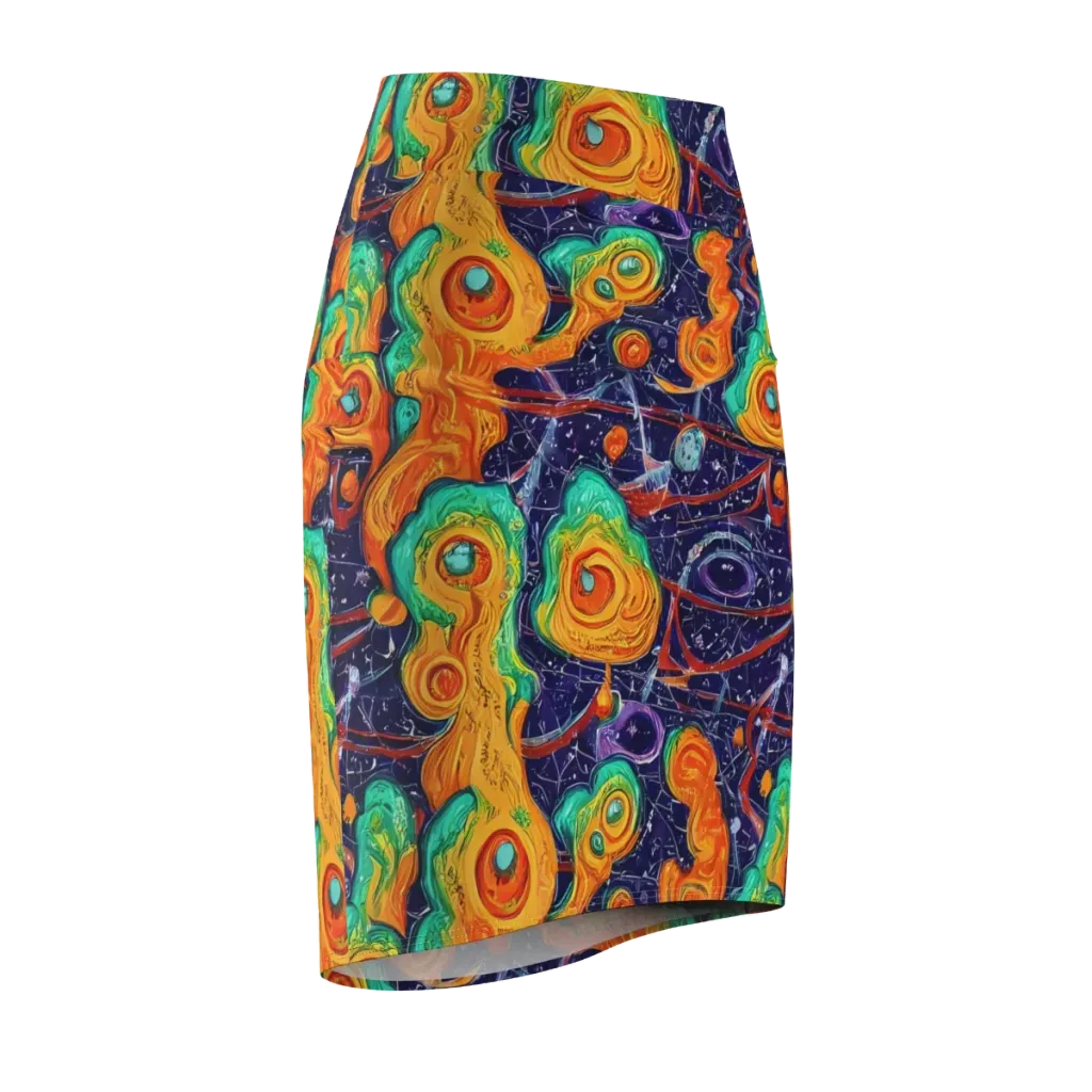 Flame And Frequency on Pencil Skirt — Front Side