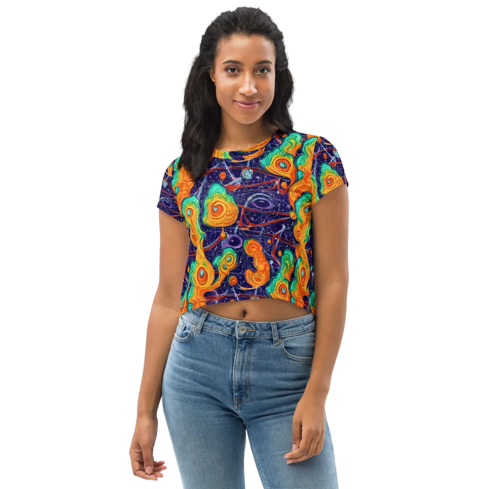 Flame And Frequency on Crop Tee — Front