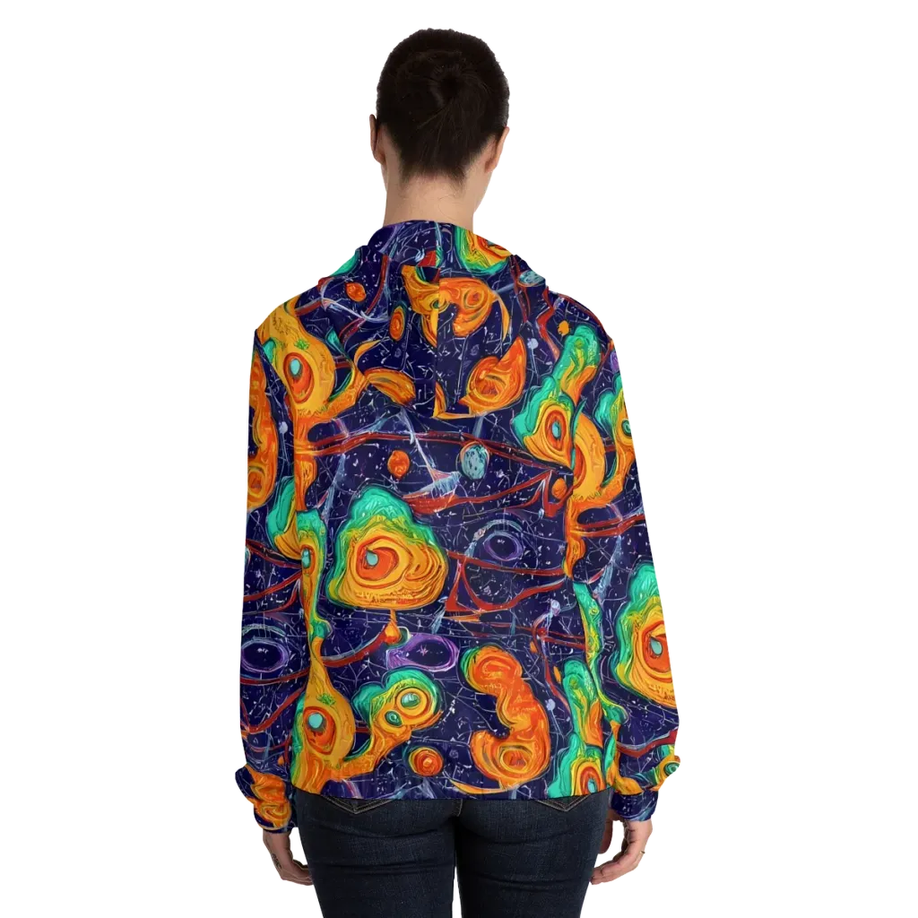 Flame And Frequency on Women's Full-Zip Hoodie — Back On Person