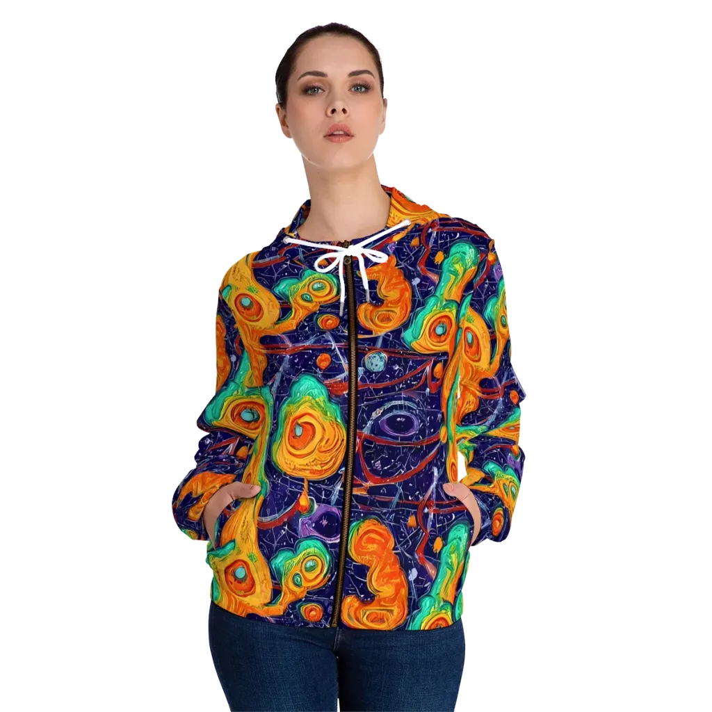 Flame And Frequency on Women's Full-Zip Hoodie — Front On Person