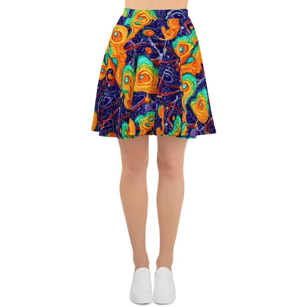 Flame And Frequency on Skater Skirt — Front