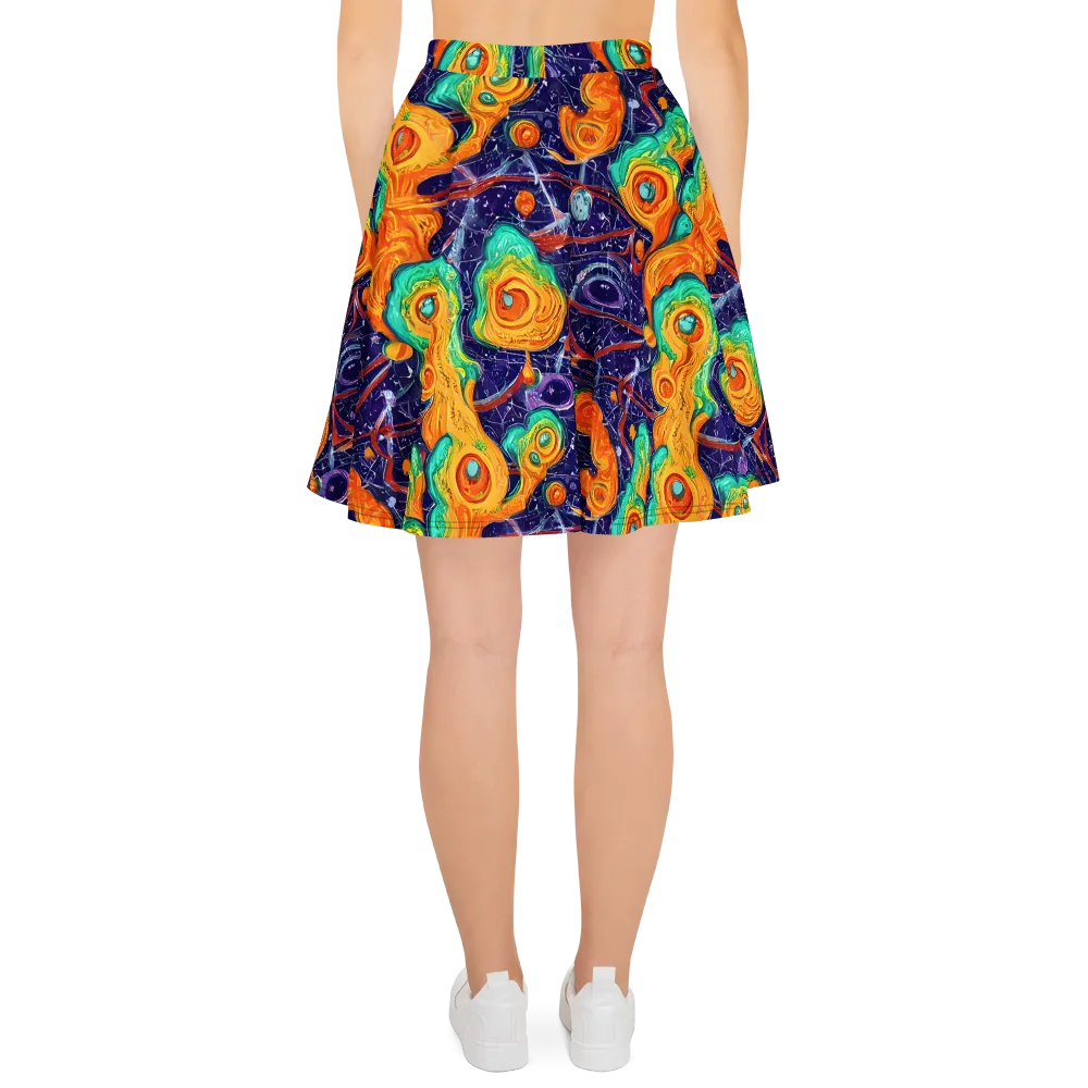 Flame And Frequency on Skater Skirt — Back