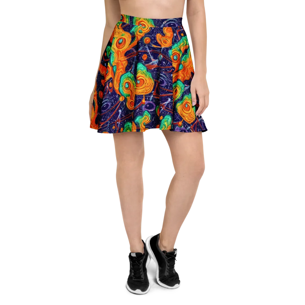Flame And Frequency on Skater Skirt — Front