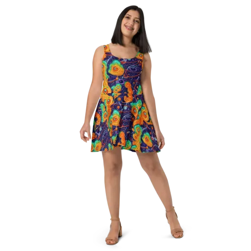 Flame And Frequency on a Skater Dress