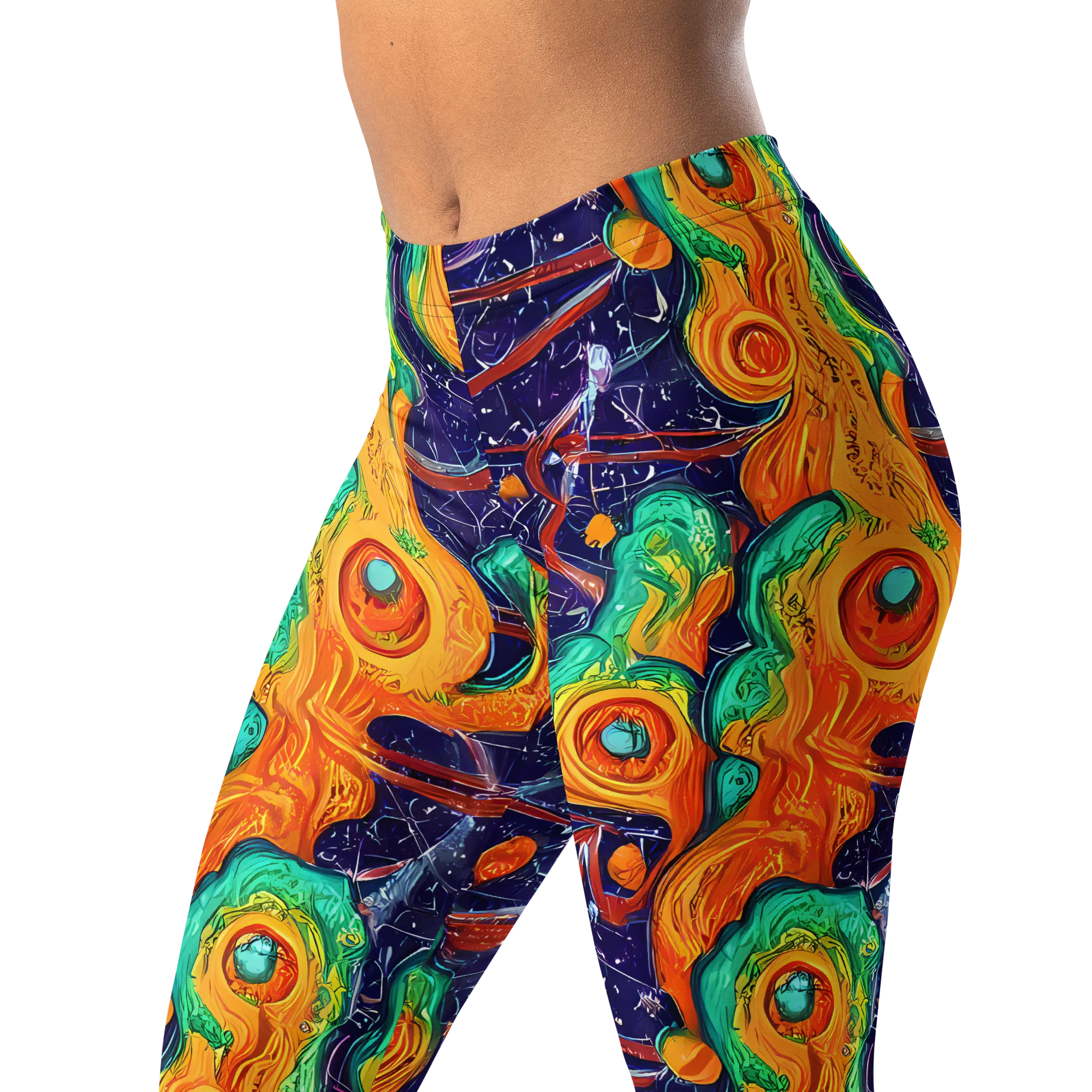 Flame And Frequency on Leggings — Left Front