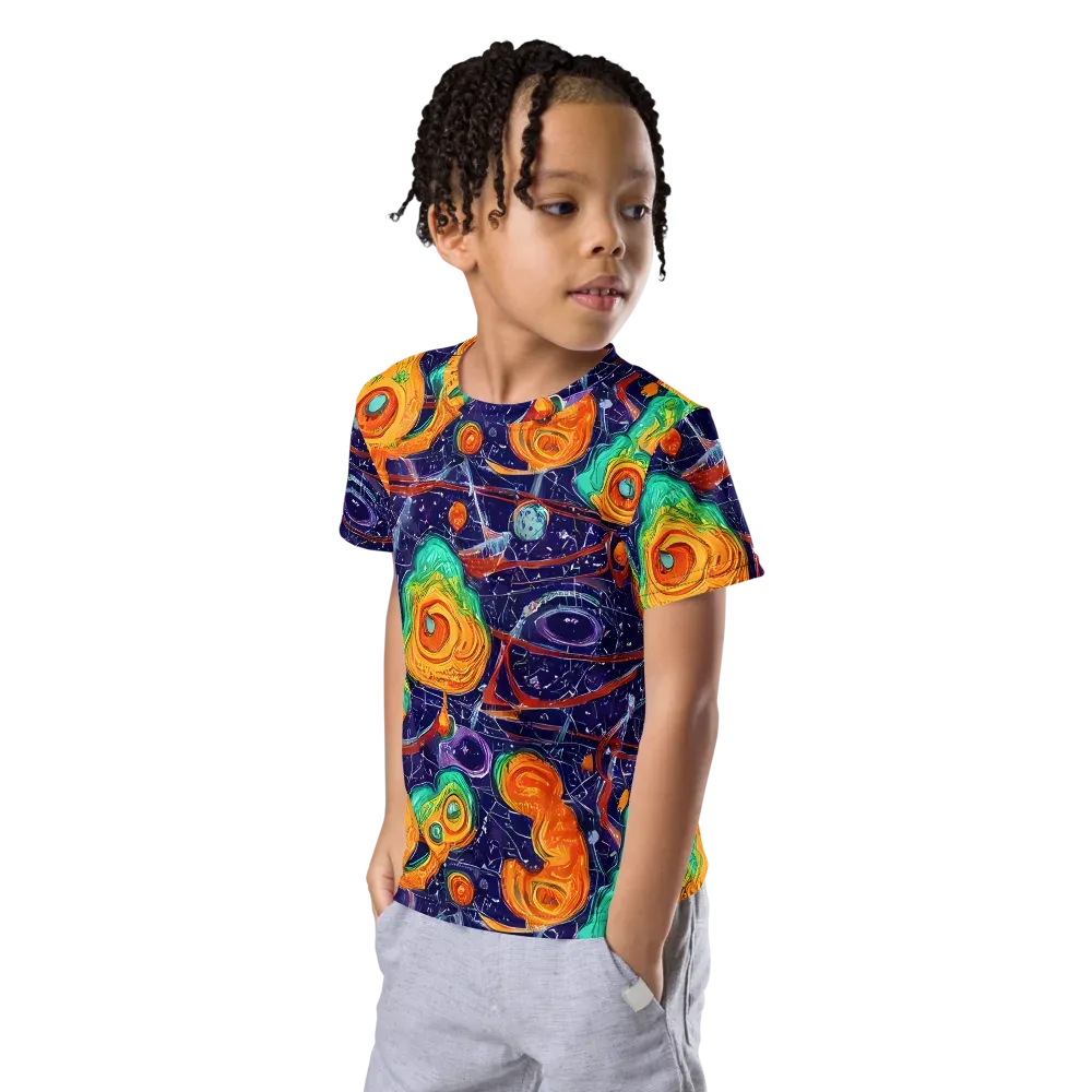 Flame And Frequency on Kids Crew Neck T-Shirt — Left Front
