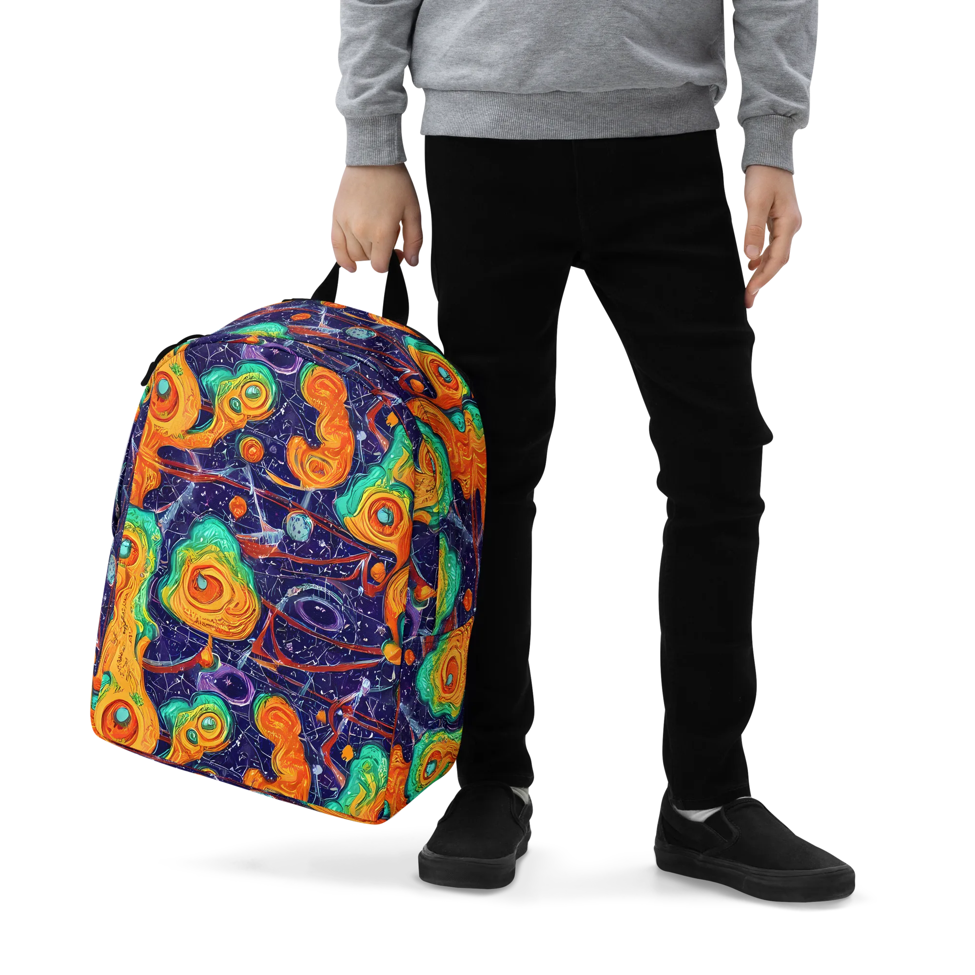 Flame And Frequency on Minimalist Backpack — Zoomed-in