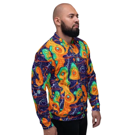 Flame And Frequency on a Bomber Jacket