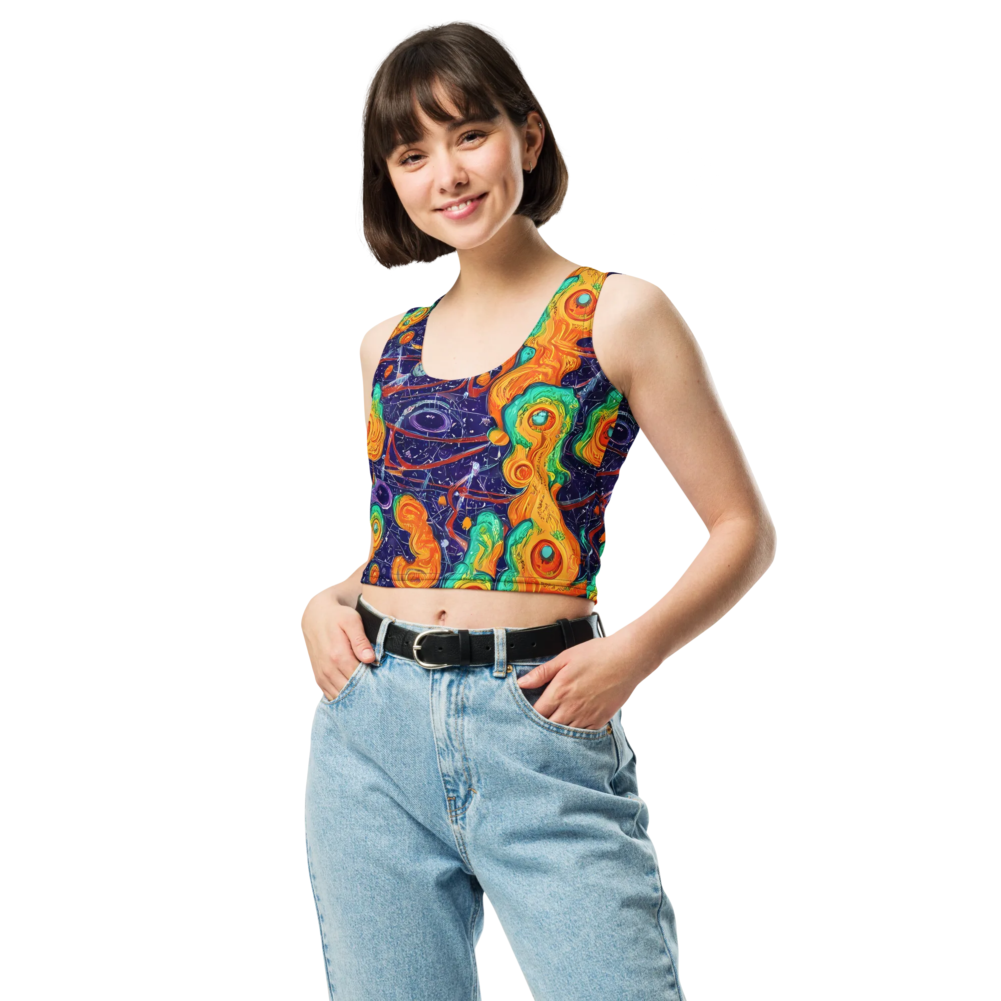 Flame And Frequency on Crop Top — Front