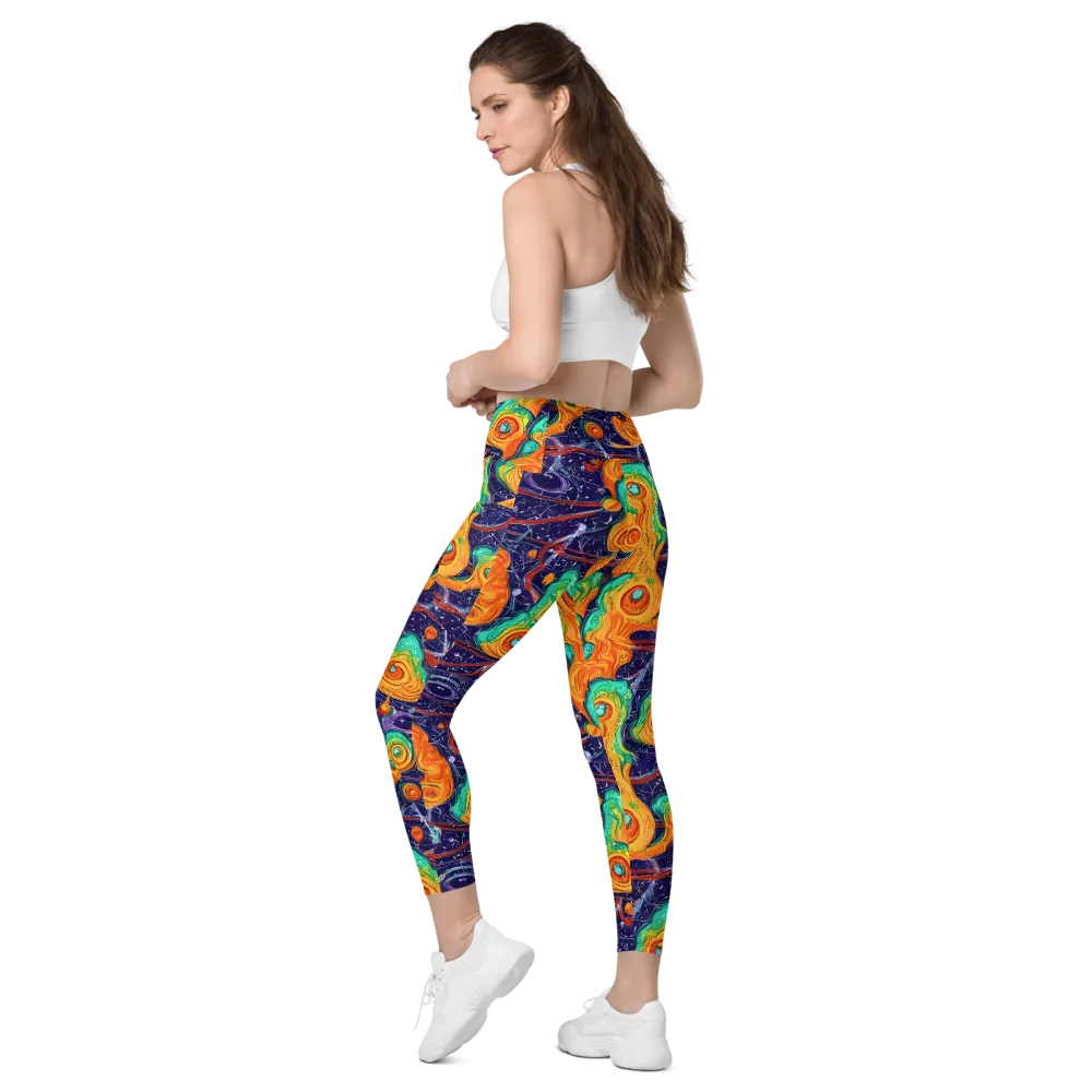 Flame And Frequency on Leggings with Pockets — Left Back