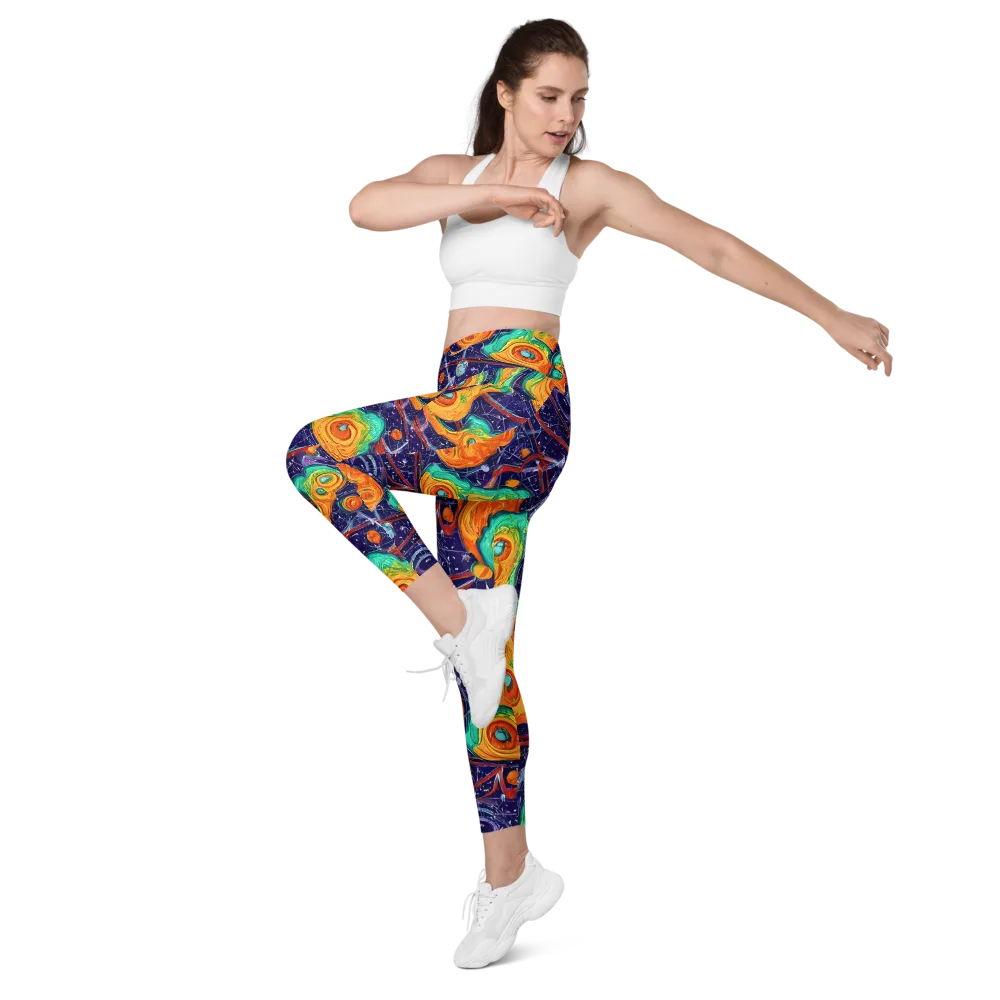 Flame And Frequency on Leggings with Pockets — Left Front