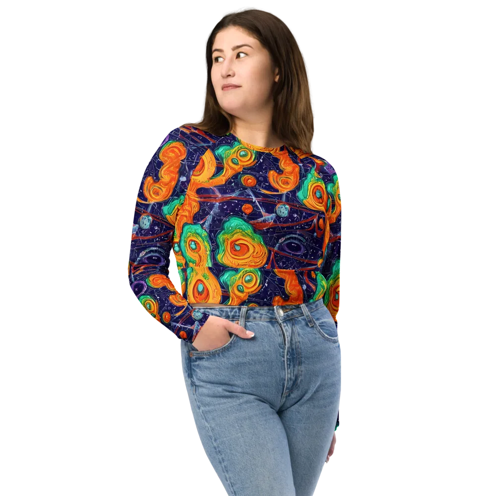 Flame And Frequency on Long Sleeve Crop Top — Front