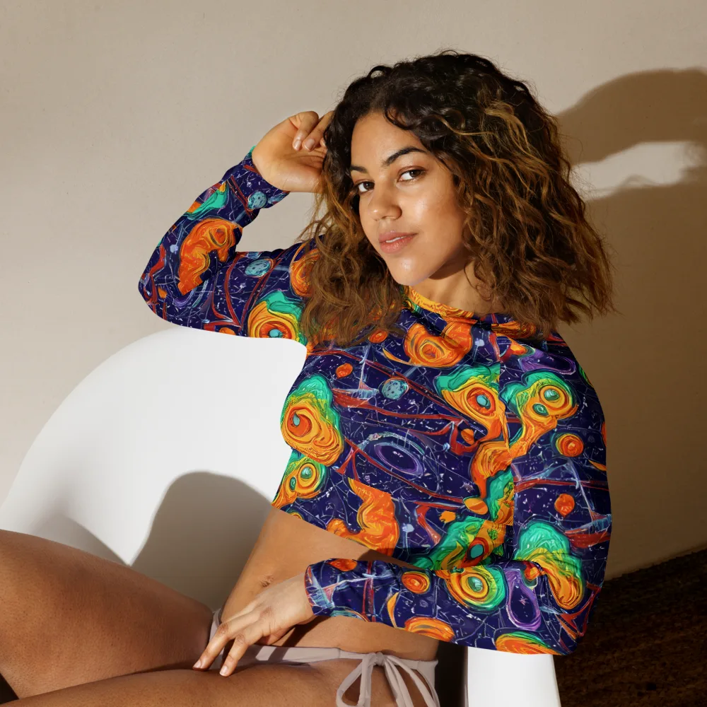 Flame And Frequency on Long Sleeve Crop Top — Left Front