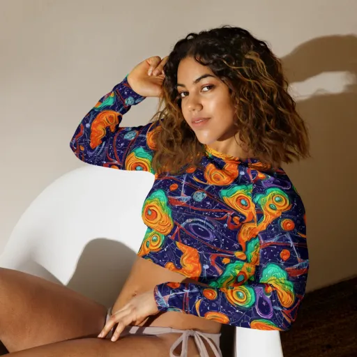 Flame And Frequency on a Long Sleeve Crop Top