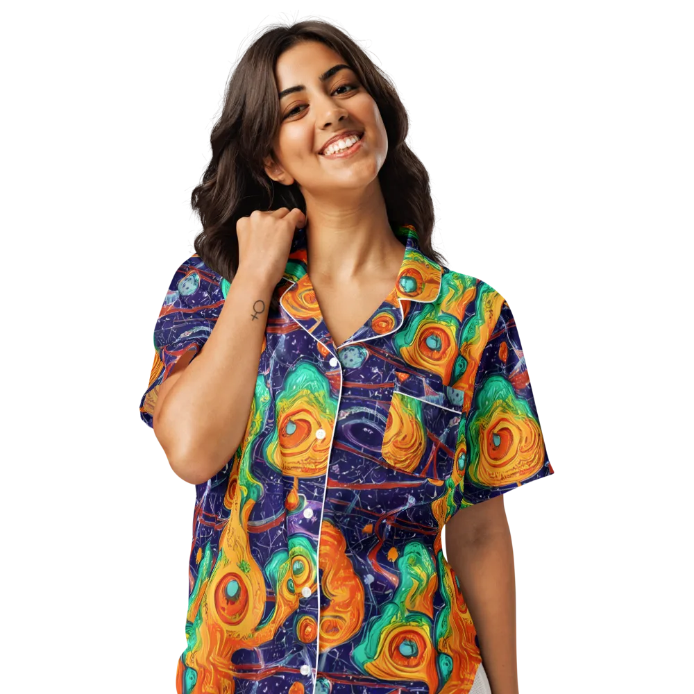 Flame And Frequency on Women's Short Sleeve Pajama Top — Front