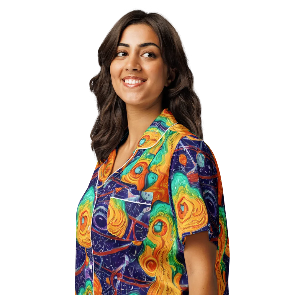 Flame And Frequency on Women's Short Sleeve Pajama Top — Left Front