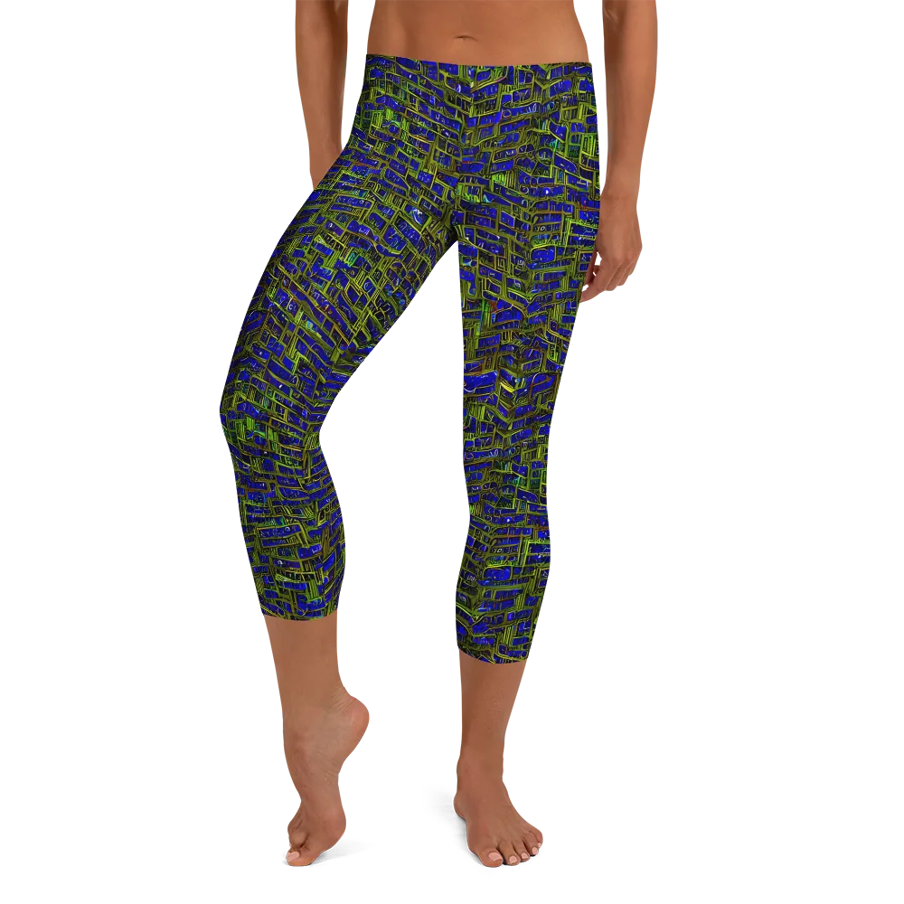 Blue Machine on Capri Leggings — Front