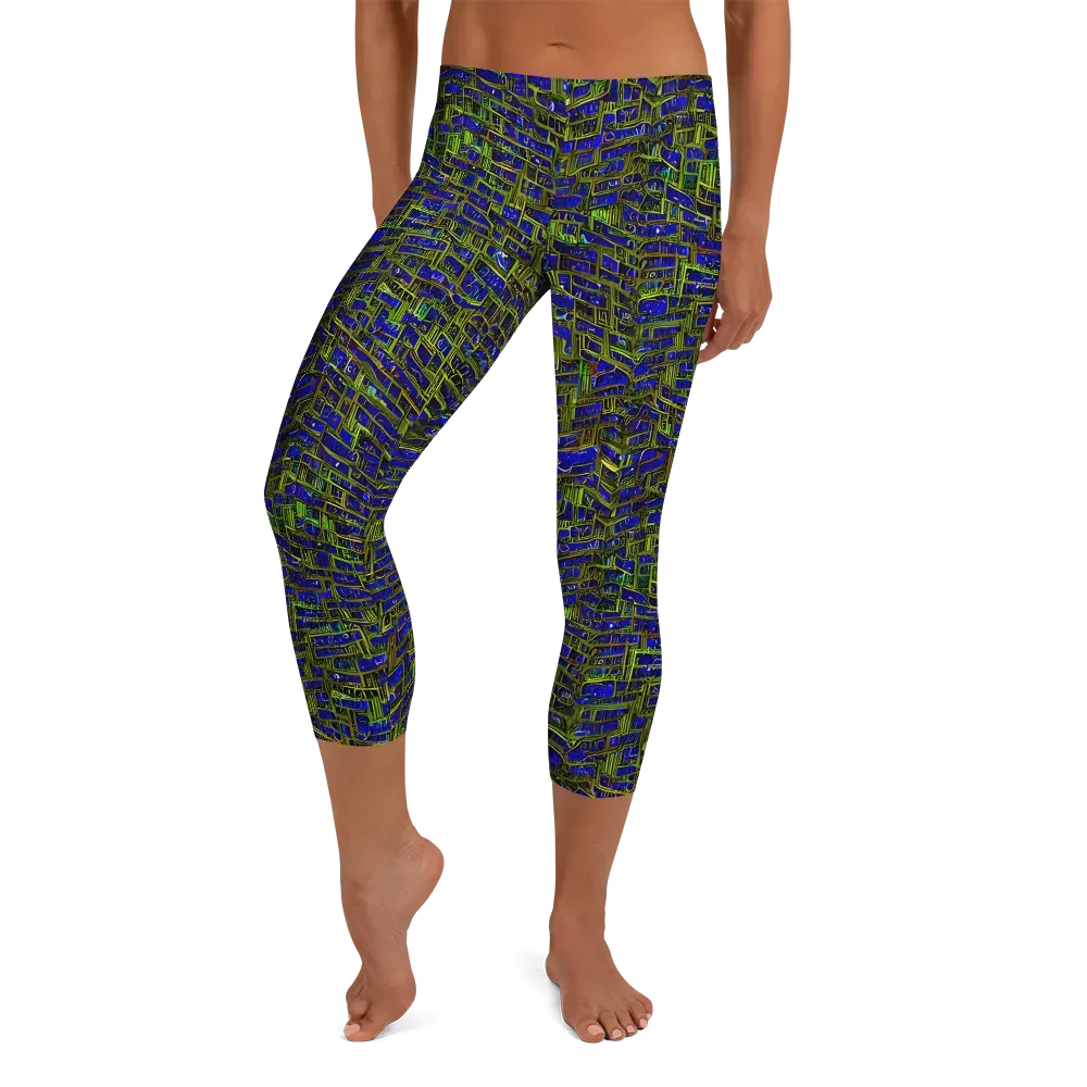 Blue Machine on Capri Leggings — Front