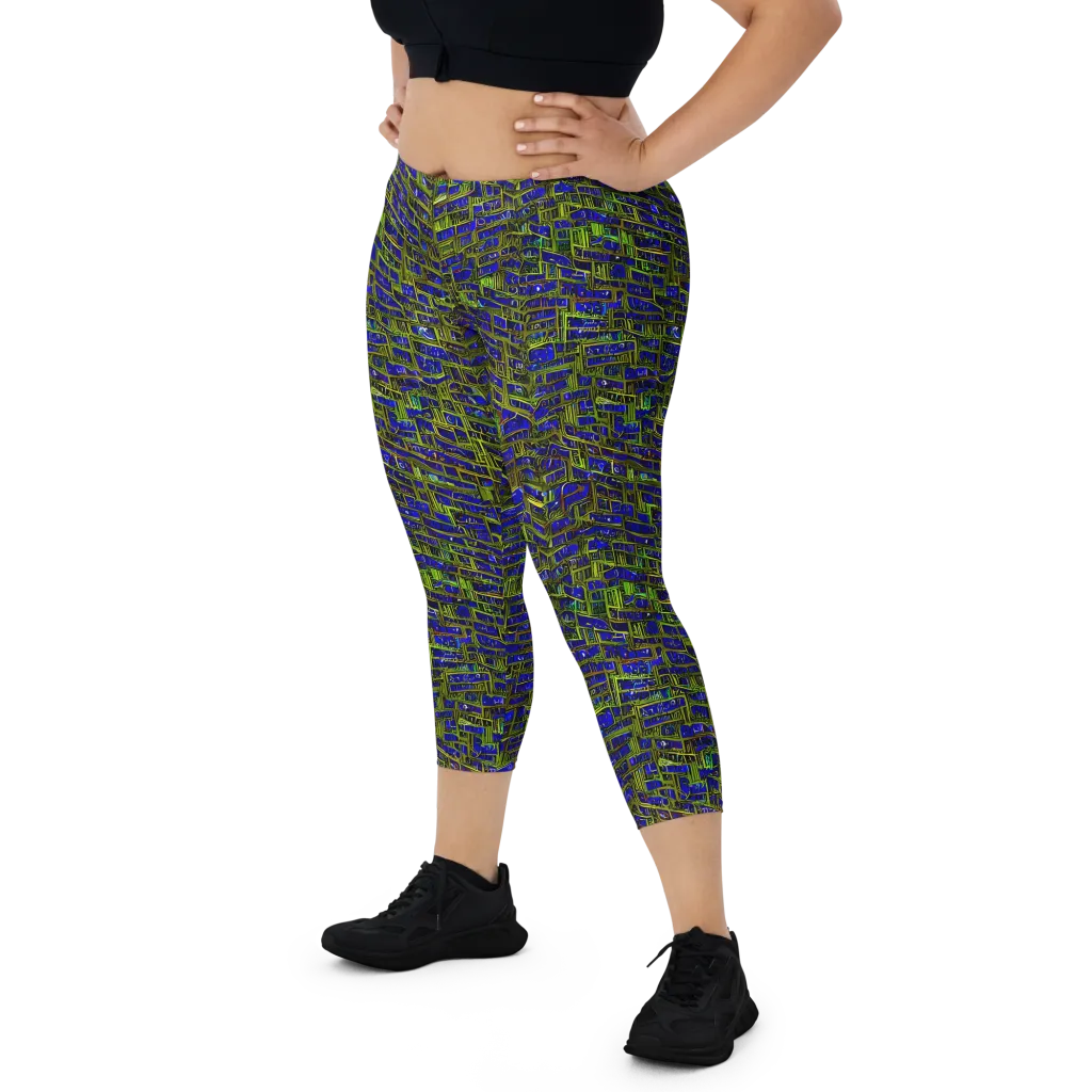 Blue Machine on Capri Leggings — Front