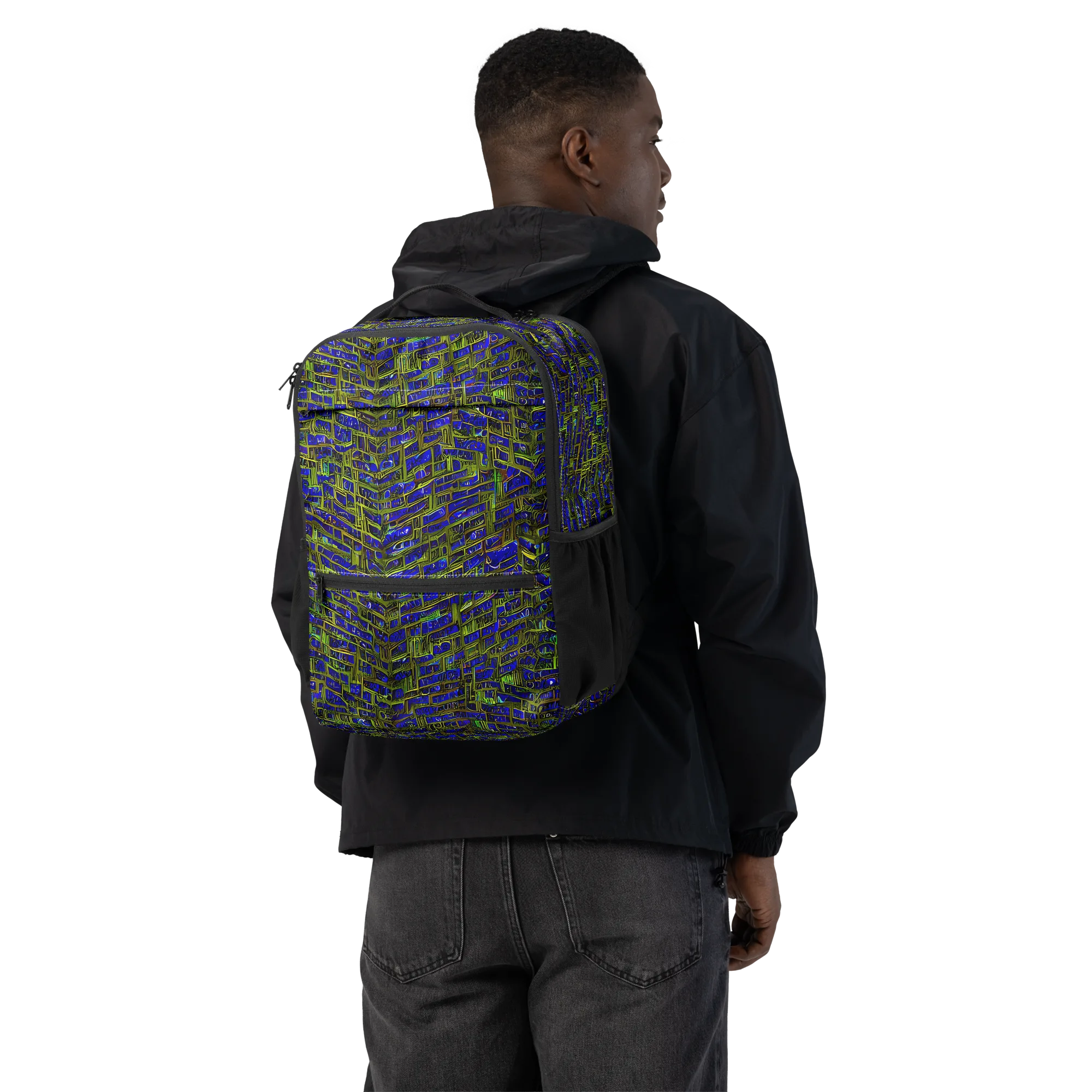 Blue Machine on Utility Backpack — Back