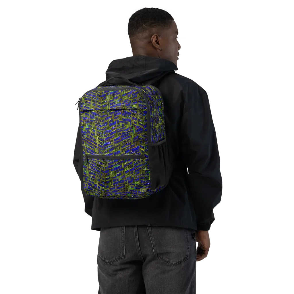 Blue Machine on Utility Backpack — Back