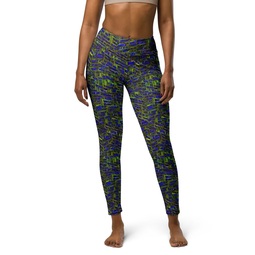 Blue Machine on Yoga Leggings — Front