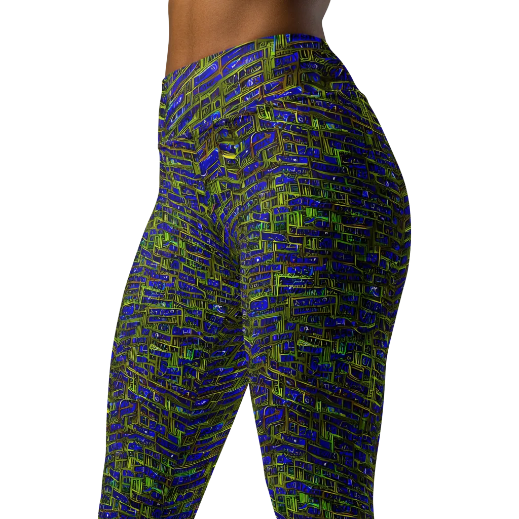 Blue Machine on Yoga Leggings — Left Front