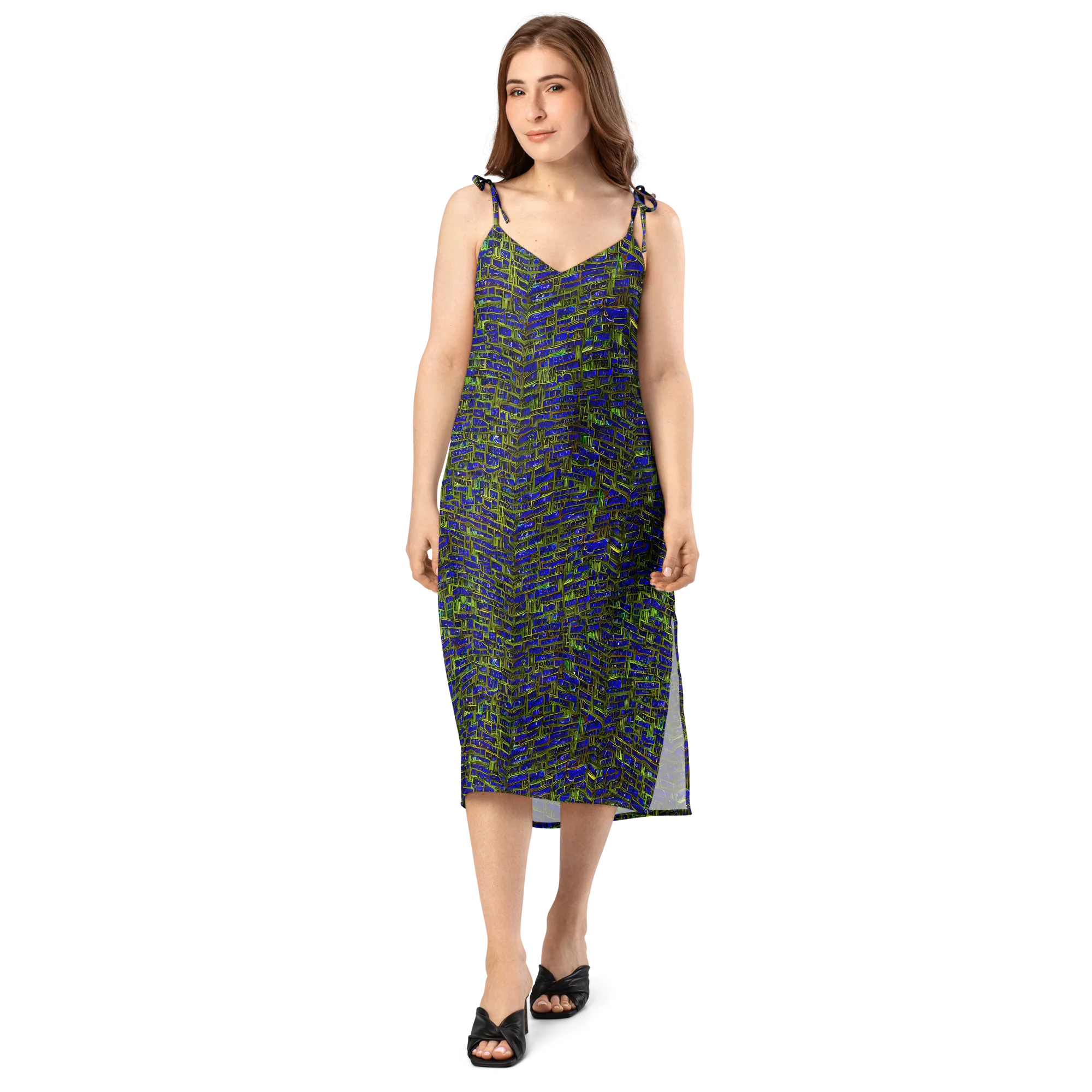 Blue Machine on Slip Dress — Front