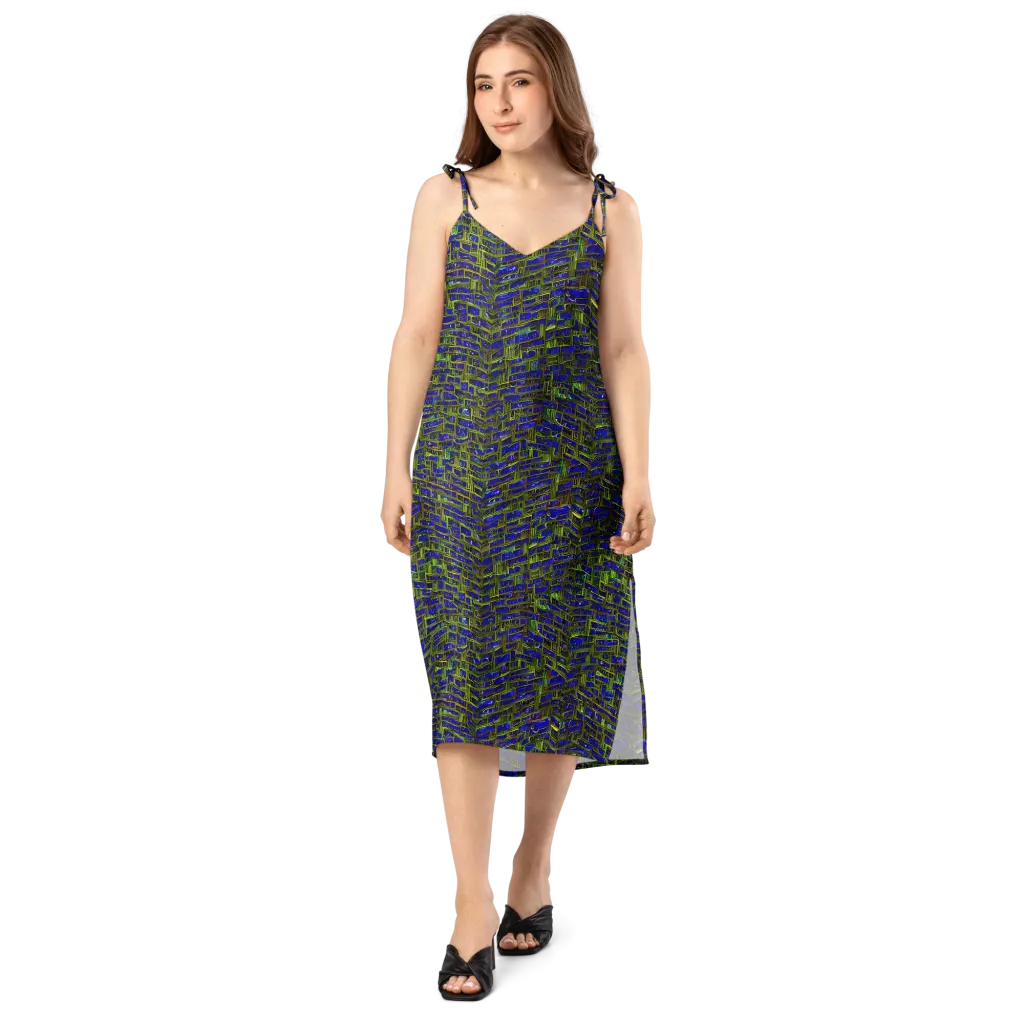 Blue Machine on Slip Dress — Front