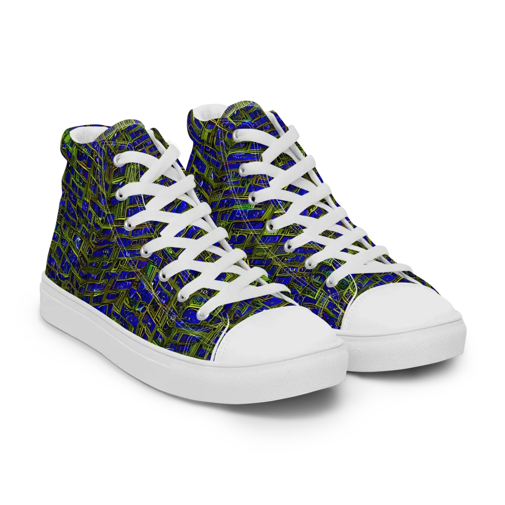 Blue Machine on Men's High Top Canvas Shoes — Right Front