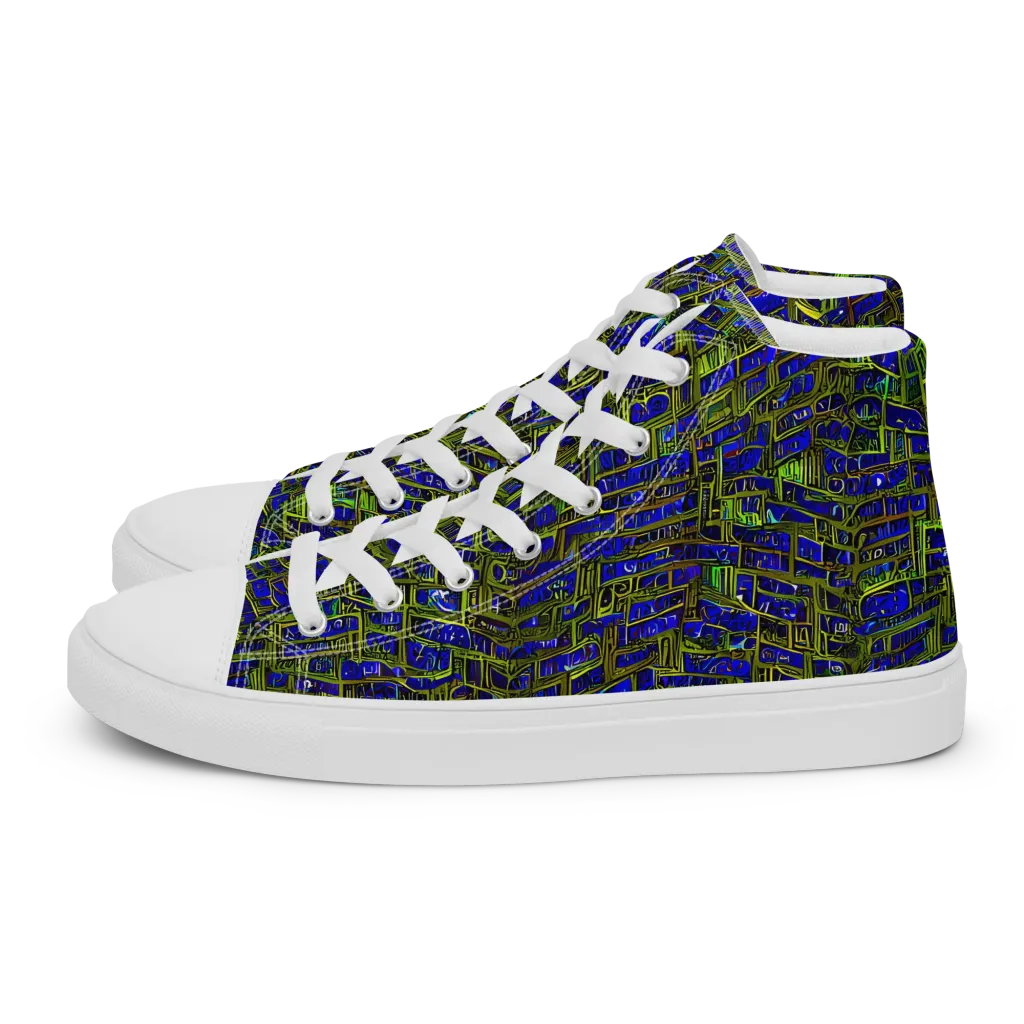 Blue Machine on Men's High Top Canvas Shoes — Left