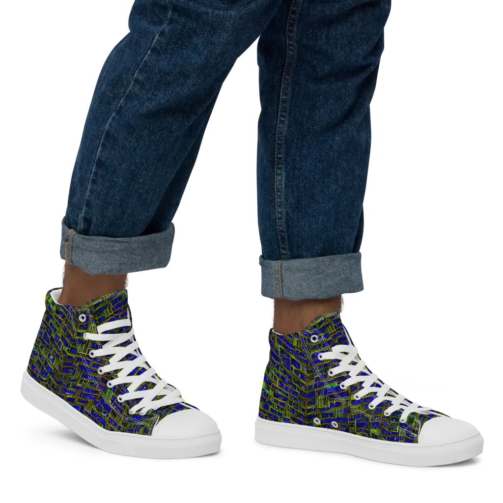 Blue Machine on Men's High Top Canvas Shoes — Right