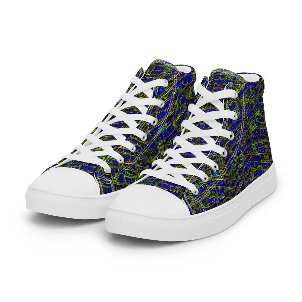 Blue Machine on Women's High Top Canvas Shoes — Left Front