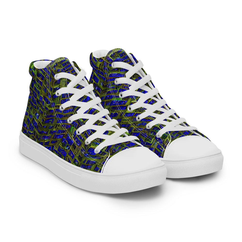Blue Machine on Women's High Top Canvas Shoes — Right Front