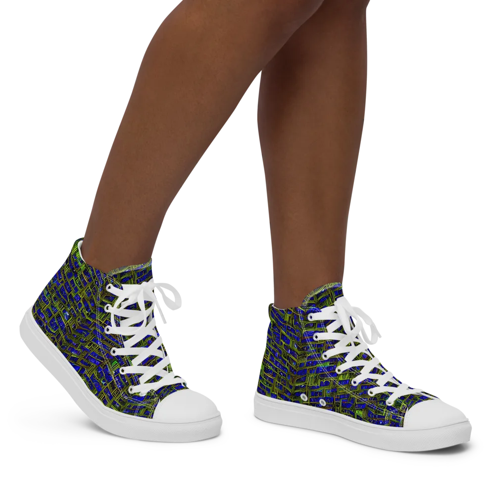 Blue Machine on Women's High Top Canvas Shoes — Right