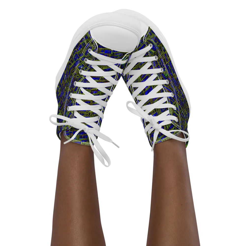 Blue Machine on Women's High Top Canvas Shoes — Front