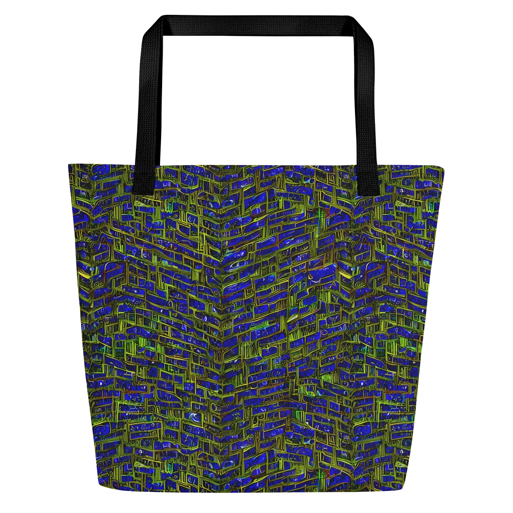 Blue Machine on Large Tote Bag W/ Pocket — Front
