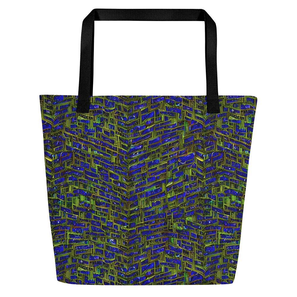 Blue Machine on Large Tote Bag W/ Pocket — Front