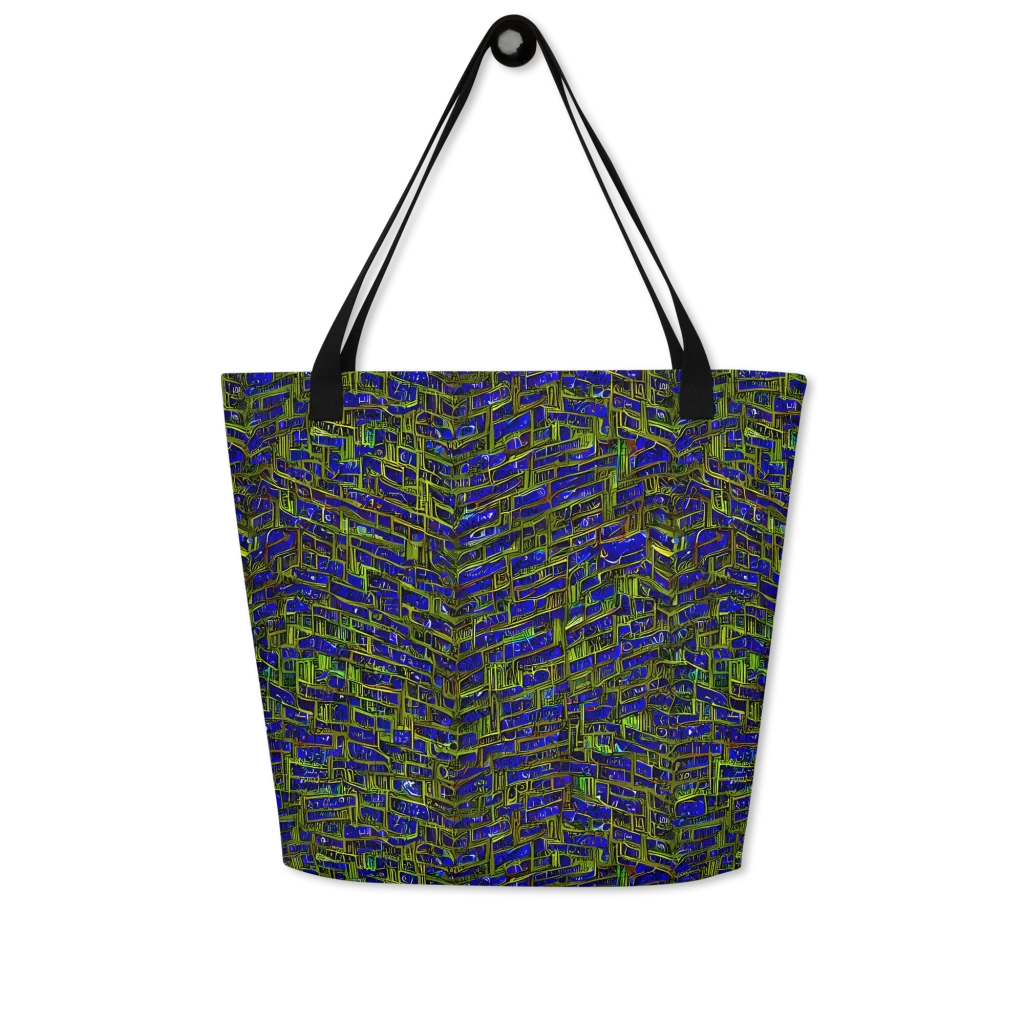 Blue Machine on Large Tote Bag W/ Pocket — Front