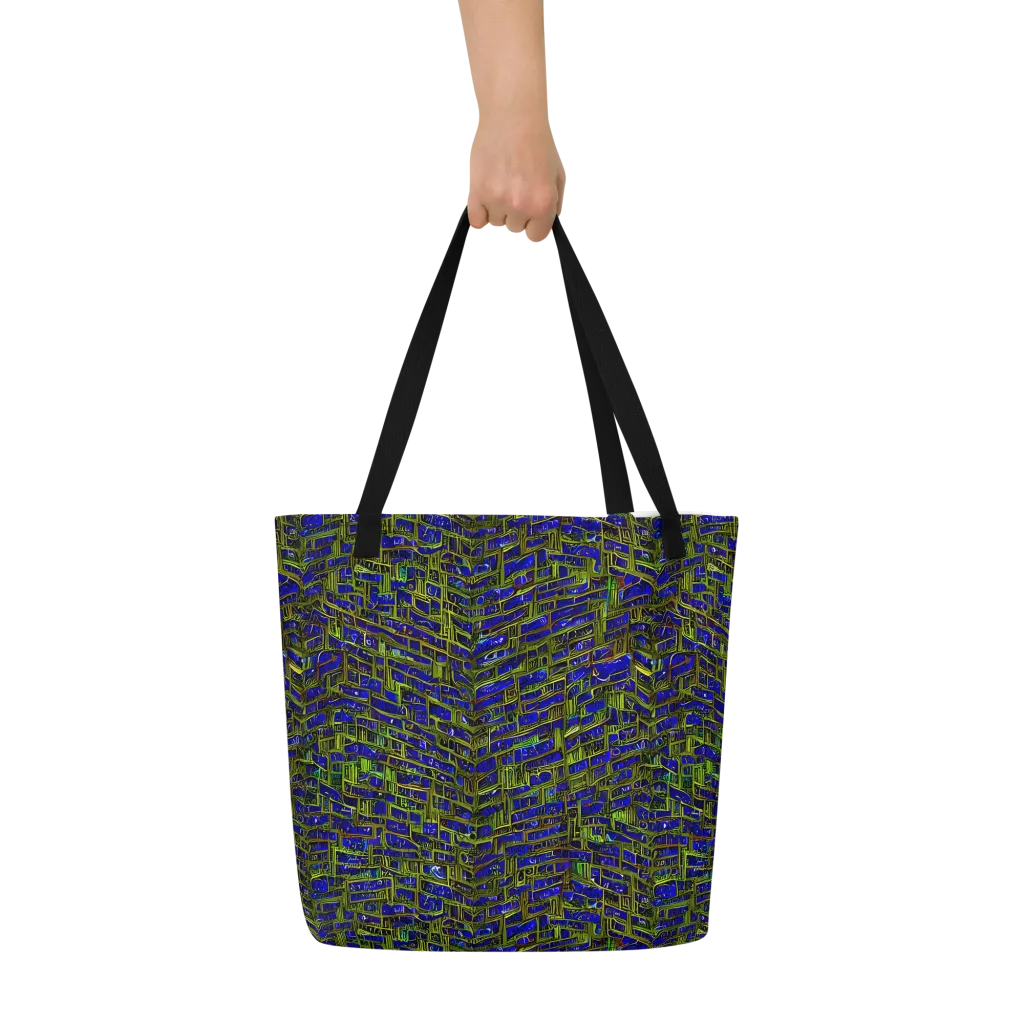 Blue Machine on Large Tote Bag W/ Pocket — Front