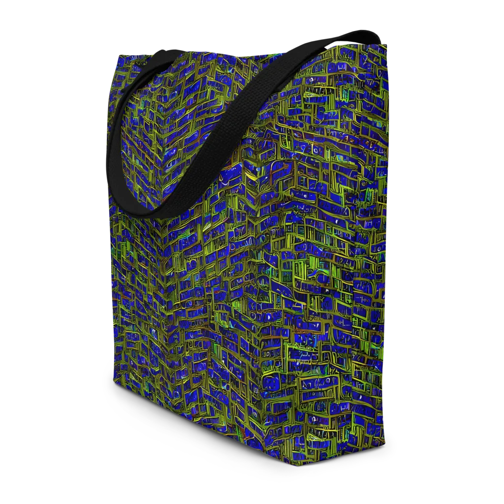 Blue Machine on Large Tote Bag W/ Pocket — Front