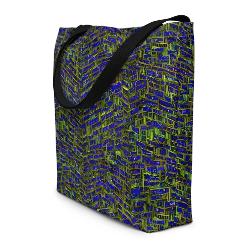 Blue Machine on a Large Tote Bag W/ Pocket